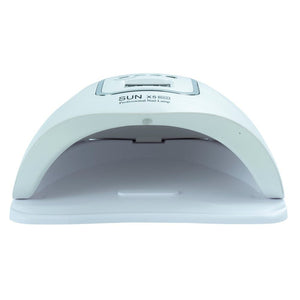 Weisser Nageltrockner mit UV-Lampe, Digital Display und verschiedenen Knöpfen von vorne