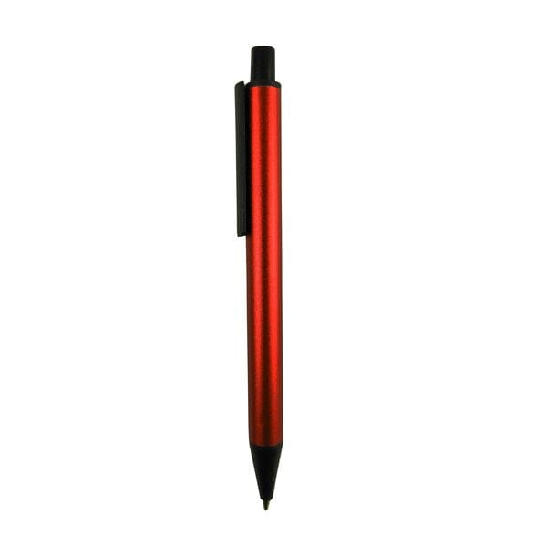 Eleganter roter Kugelschreiber mit schwarzen Details von der Seite
