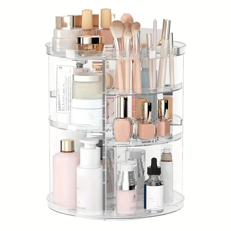 Make-up Organizer – 23x34 cm, 360° drehbar, variable Fächer, für Badez – NOVIDARTE AG