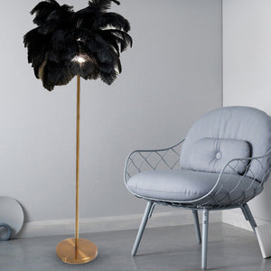 Straussenfeder-Stehlampe, Sessel