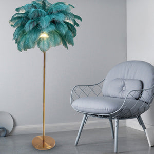 Straussenfeder-Stehlampe, Sessel