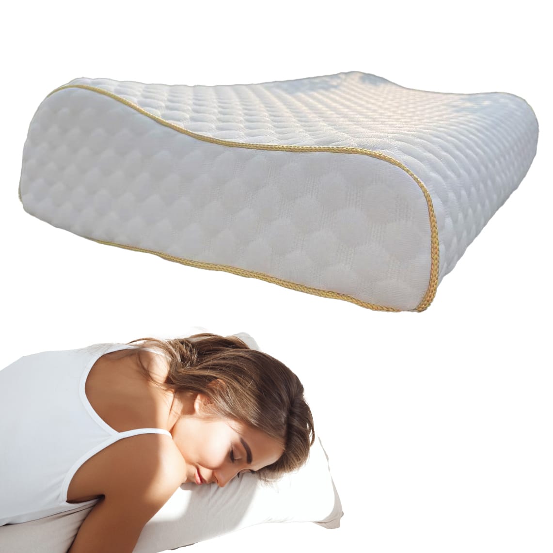 Anti-Schnarch Nackenstützkissen – Ergonomisches Memory-Foam Schlafkissen – Ansicht 2