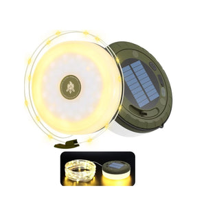 2-in-1 Camping-Laterne mit integrierter Lichterkette – solarbetrieben und USB-aufladbar – Ansicht 2