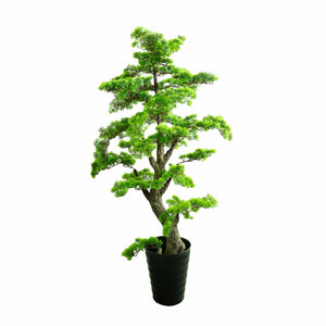 KĂĽnstlicher, detaillierter Bonsai mit schwarzem Topf