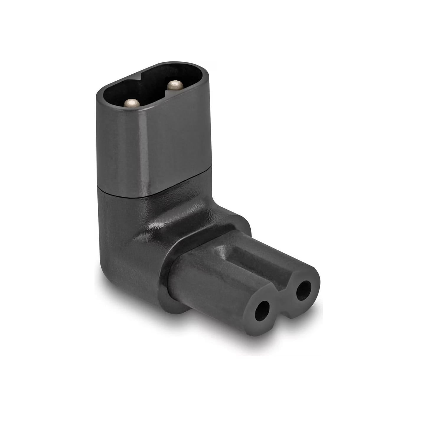 Schwarzer, gewinkelter C7 zu C8 Adapter