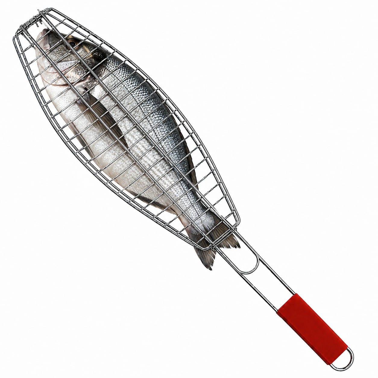 Fish Grill Basket with Wooden Handle – Perfect for Grilling Fish & Vegetables