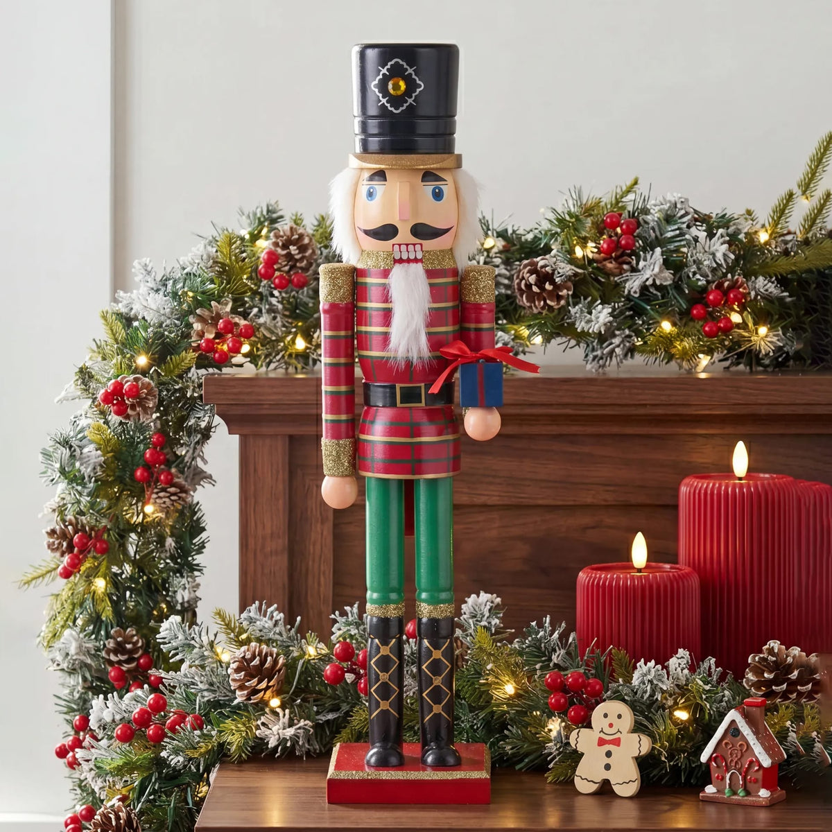 Edler Nussknacker aus Holz – 50 cm grosser Weihnachtsmann als festliche Weihnachtsdekoration