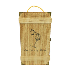 Weinkiste aus Holz für 2 Flaschen «In vino veritas»