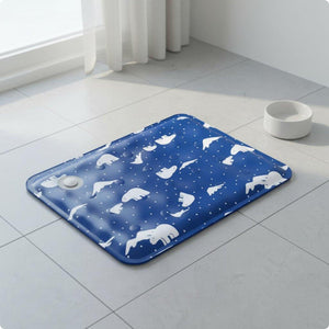 Kühlmatte für Hunde mit Eisbären-Muster – Blau, ca. 90 x 60 cm