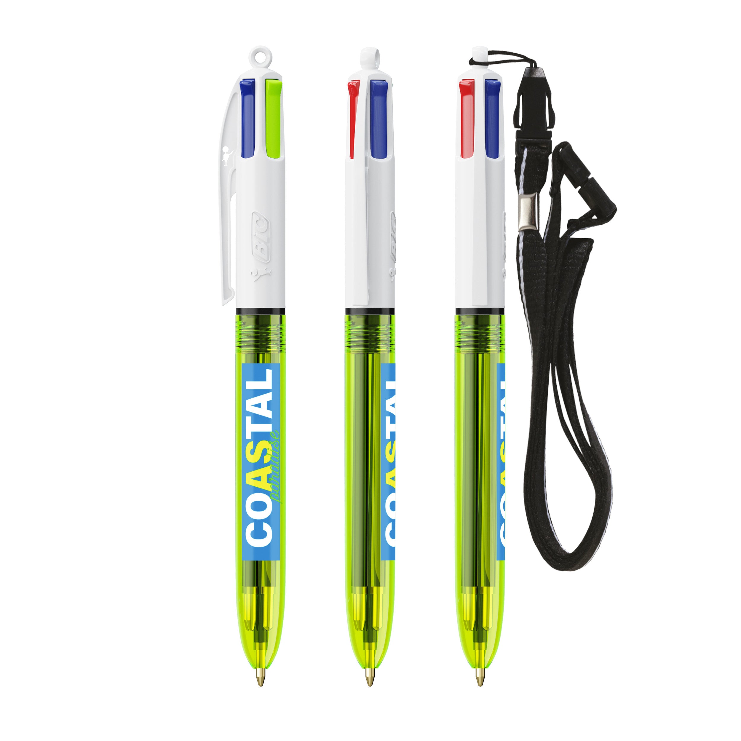 BIC® 4 Colours Fluo Kugelschreiber + lanyard