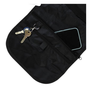 Schwarze Trockentasche von innen mit SchlĂĽsselhalter und Handyfach