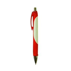 Eleganter, rot-weisser Kugelschreiber mit silbernen Details von der Seite