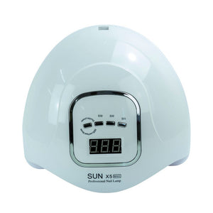 Weisser Nageltrockner mit UV-Lampe, Digital Display und verschiedenen Knöpfen von oben