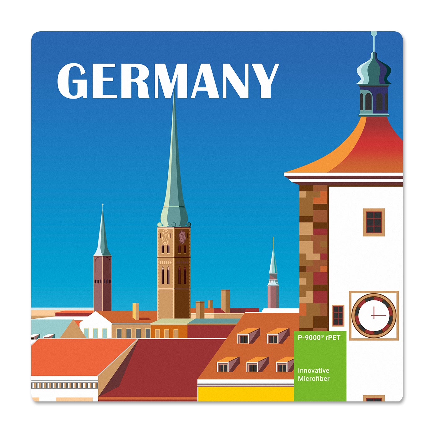 POLYCLEAN rPET Displaytuch 20x20 cm im Papieretui, All-Inclusive-Paket