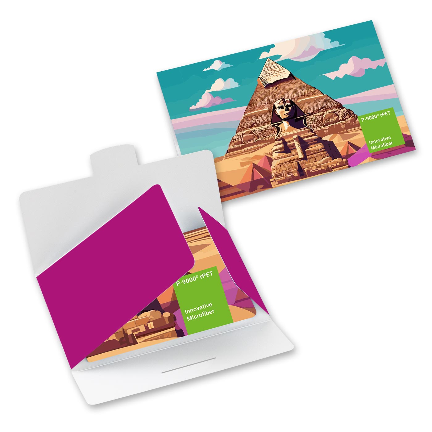 POLYCLEAN rPET Displaytuch 30x20 cm im Papieretui, All-Inclusive-Paket