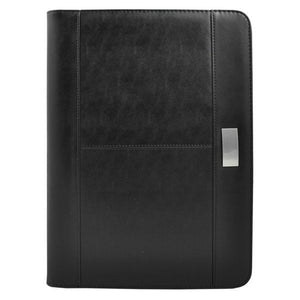 Schwarzer, geöffneter Lederfolder