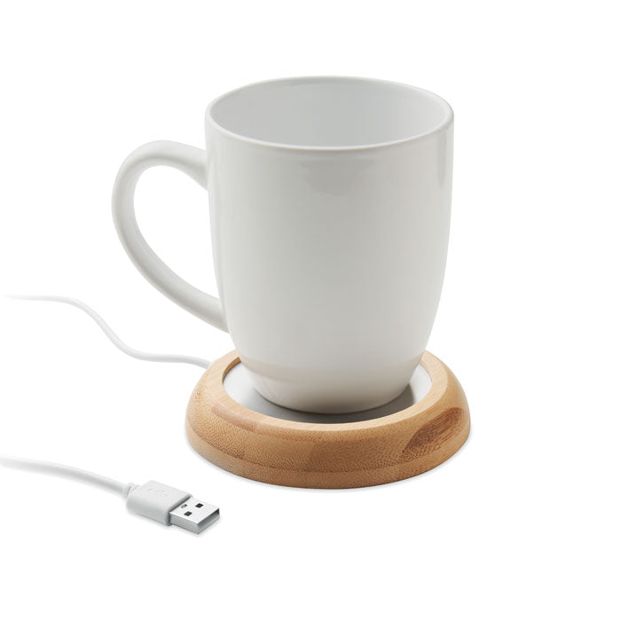 Mug warmer with bamboo