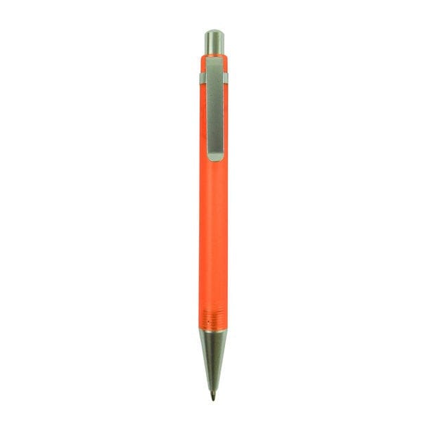 Orangener Kugelschreiber mit silbernen Details