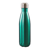 Türkise, glänzende Thermoflasche mit silbernem Deckel