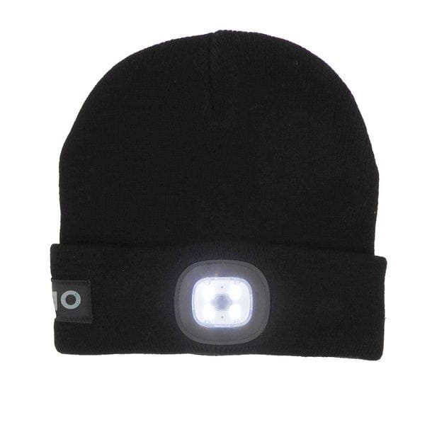 Star LED Duo Strickmütze – 2 LED-Lampen, USB-aufladbar
