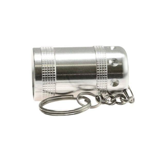Silberner Schlüsselanhänger Taschenlampe von der Seite