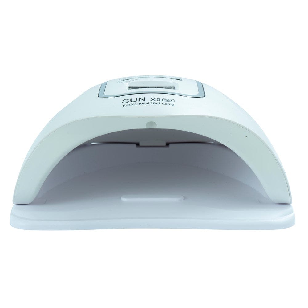 Weisser Nageltrockner mit UV-Lampe, Digital Display und verschiedenen Knöpfen von vorne