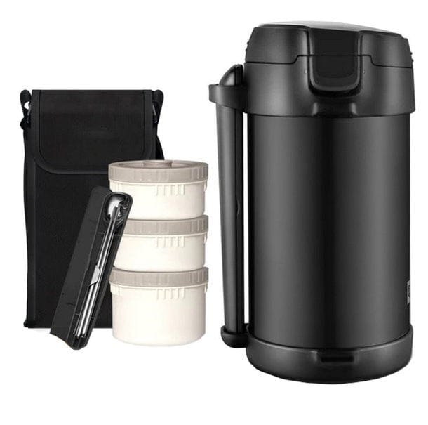 Thermo-Lunchbox aus Edelstahl – 3 Boxen, 12 h warm, mit Bestecketui