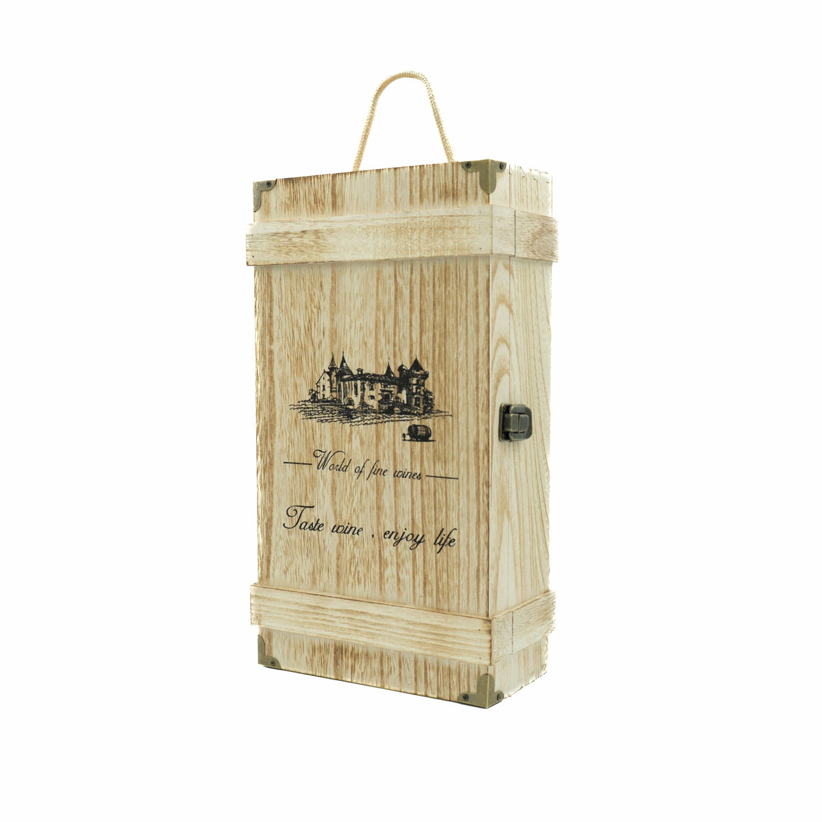 Weinkiste aus Echtholz für 2 Flaschen – leer