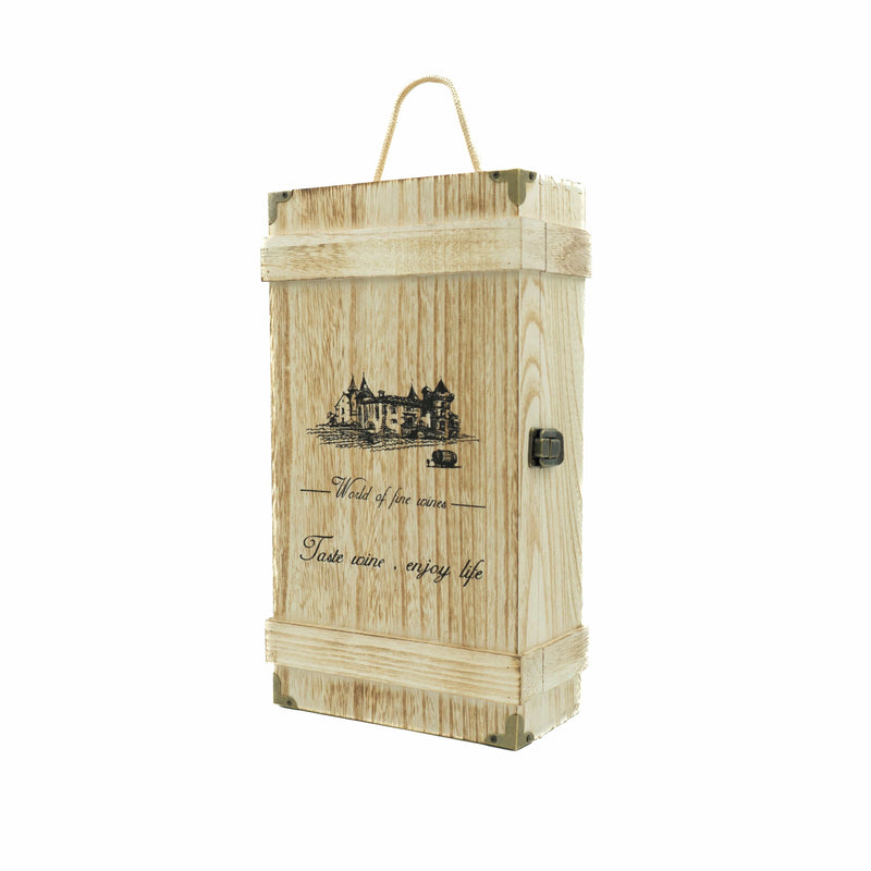 Weinkiste aus Echtholz für 2 Flaschen – leer