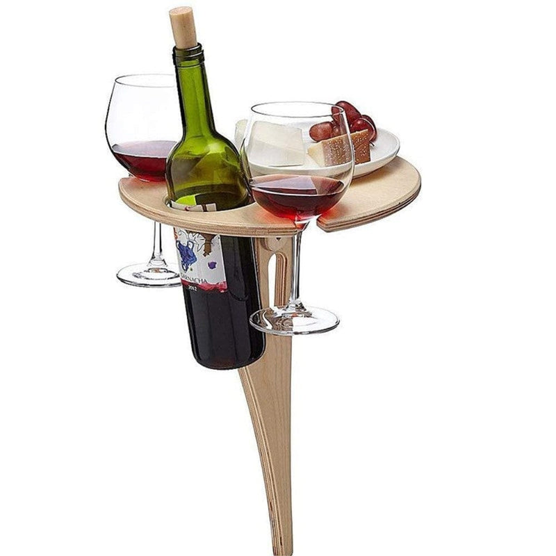 Outdoor-Weintisch für 1 Flasche & 2 Gläser – auch als Beistelltisch