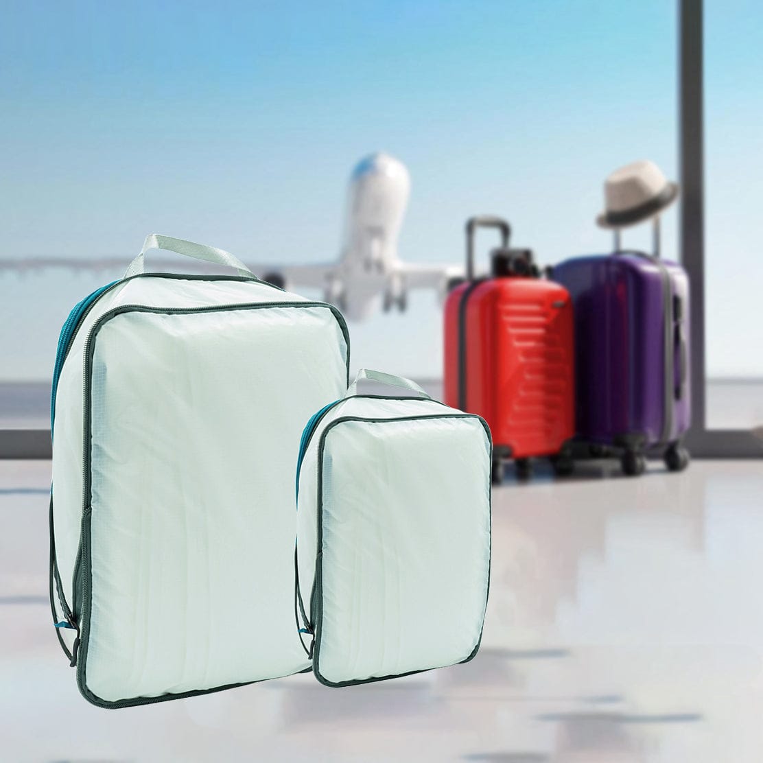 Kompressions-Kleidertaschen 2er-Set – 8 x 19 x 26 & 8 x 25 x 34 cm