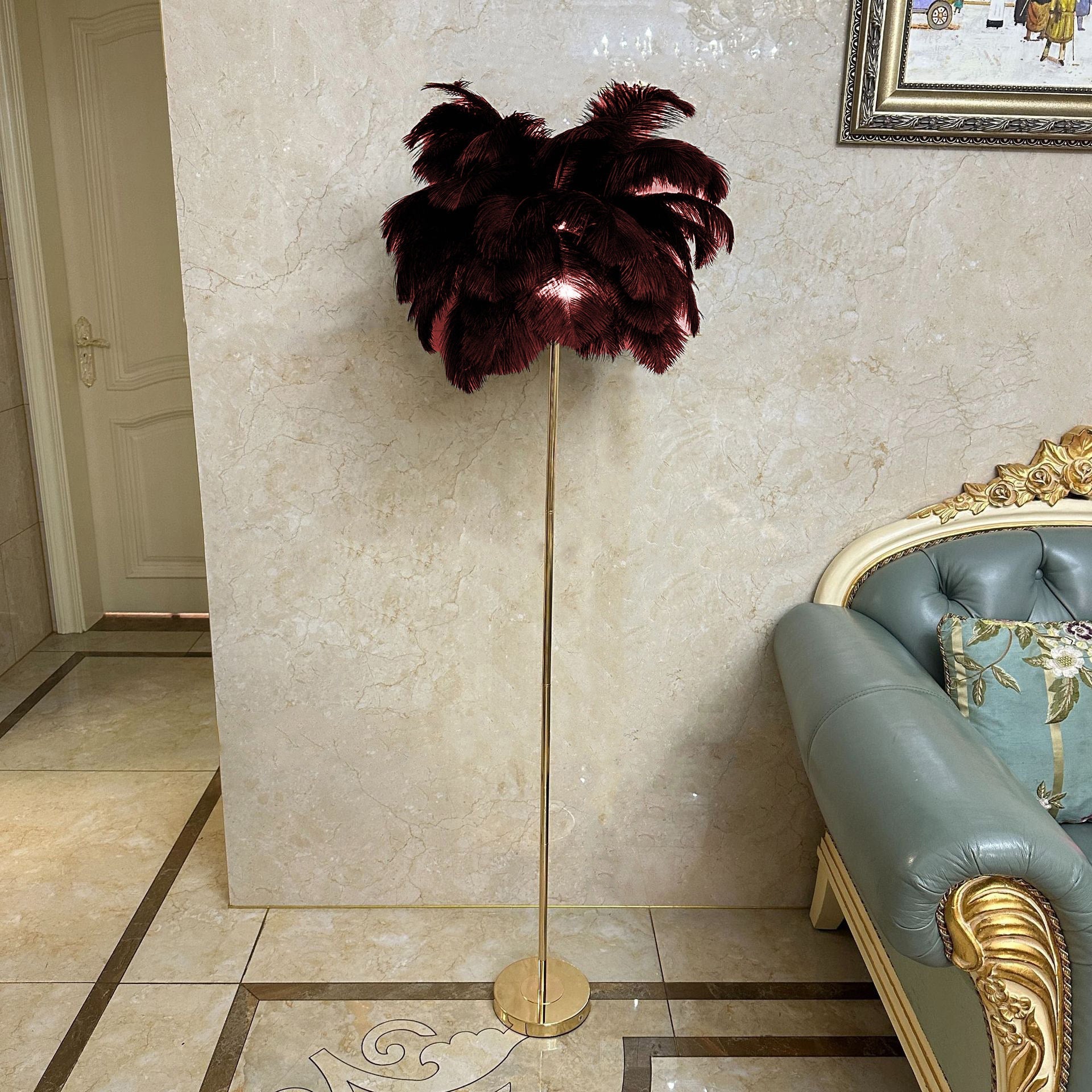 Straussenfeder-Stehlampe