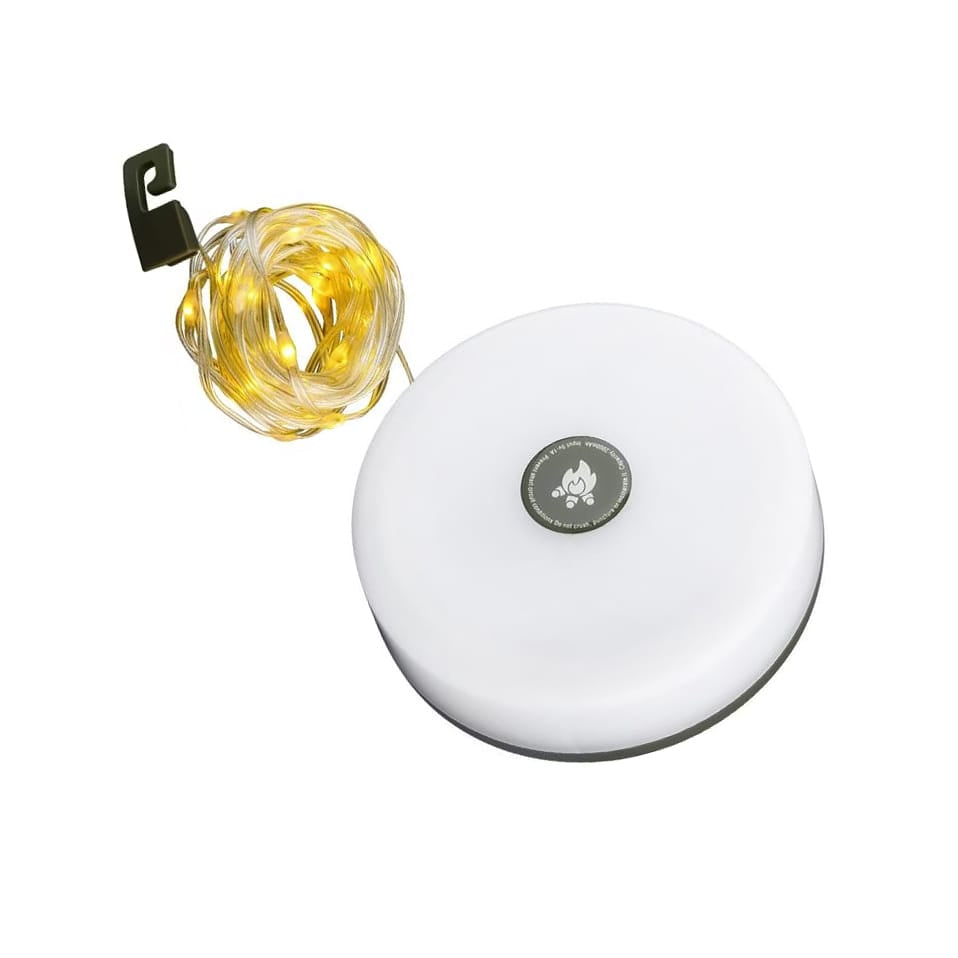 2-in-1 Camping-Laterne mit Lichterkette – Solar & USB-aufladbar