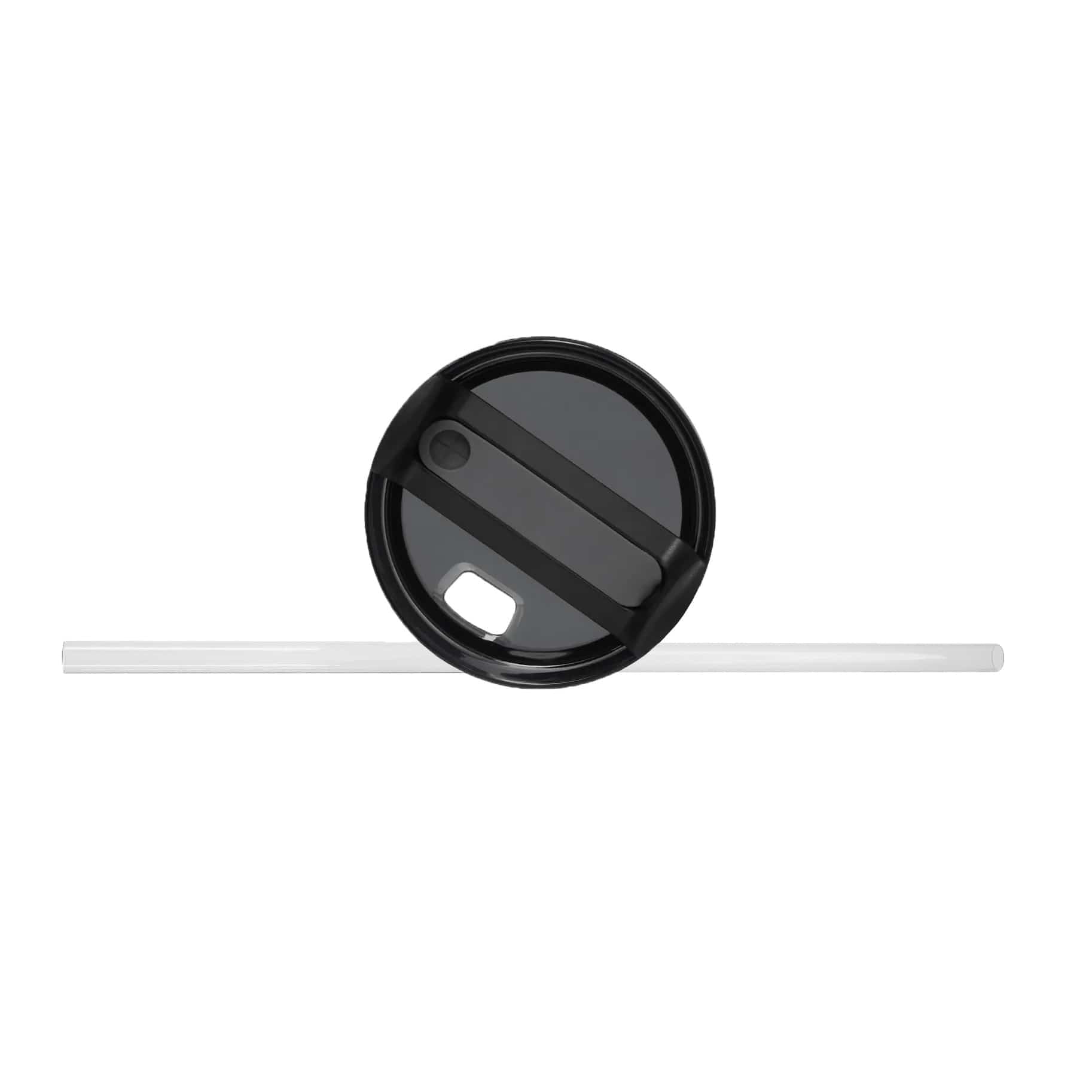 Weisser Strohhalm und schwarzer Deckel einzeln