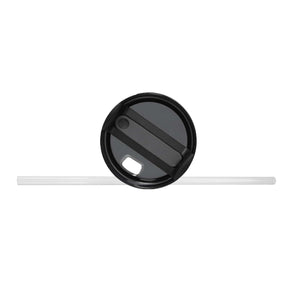 Weisser Strohhalm und schwarzer Deckel einzeln