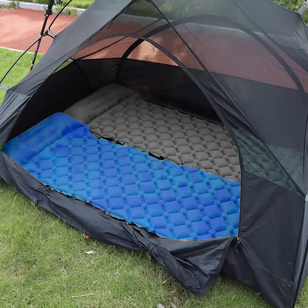 Camping-Matratze aufblasbar – 190x60 cm, integrierte Fusspumpe, wasser – NOVIDARTE AG