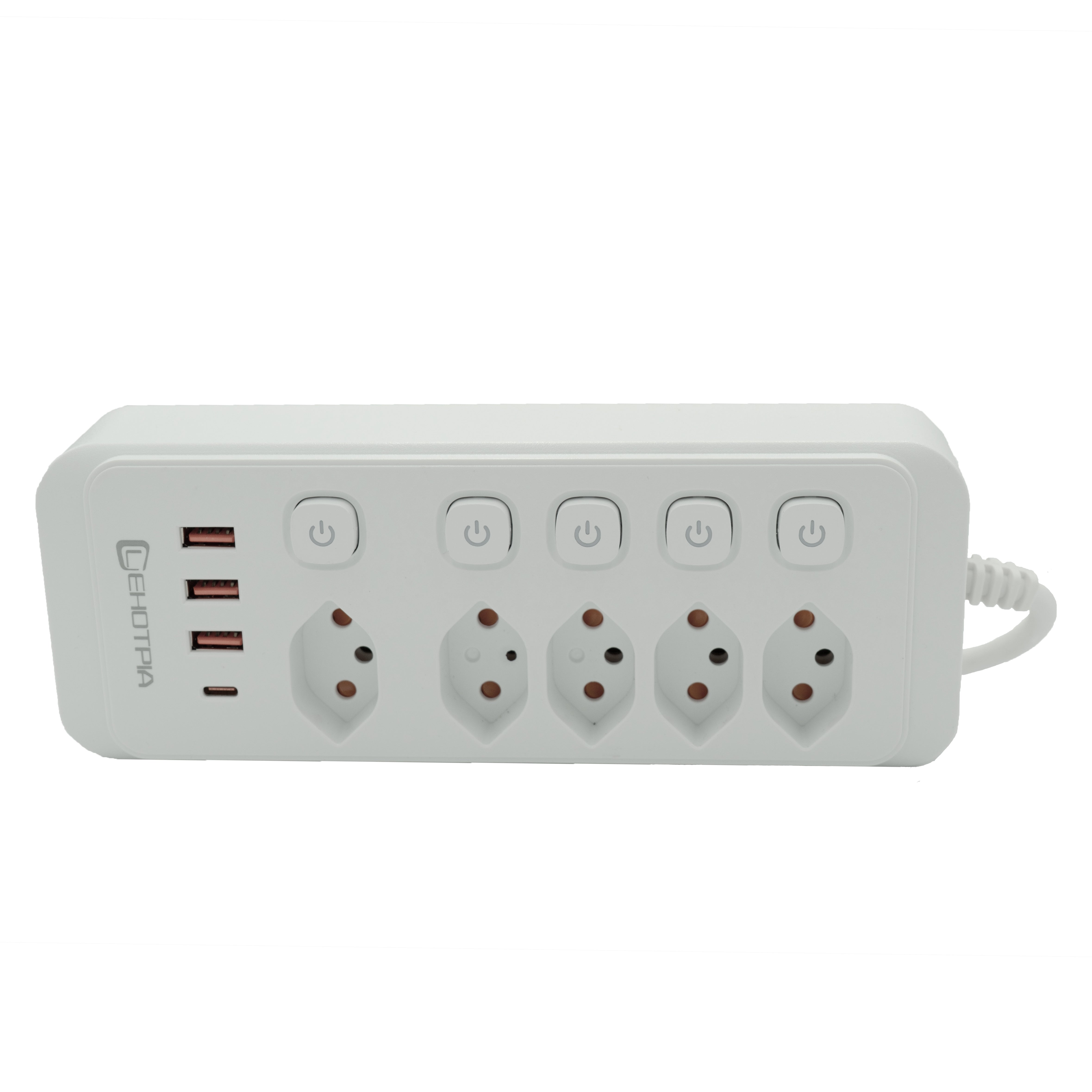 Mehrfachsteckdose mit Einzelschaltern & USB-Ladeports