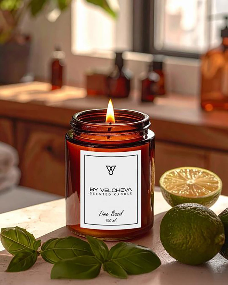 By Velcheva Duftkerze Lime Basil – 160 ml, Limette & Basilikum