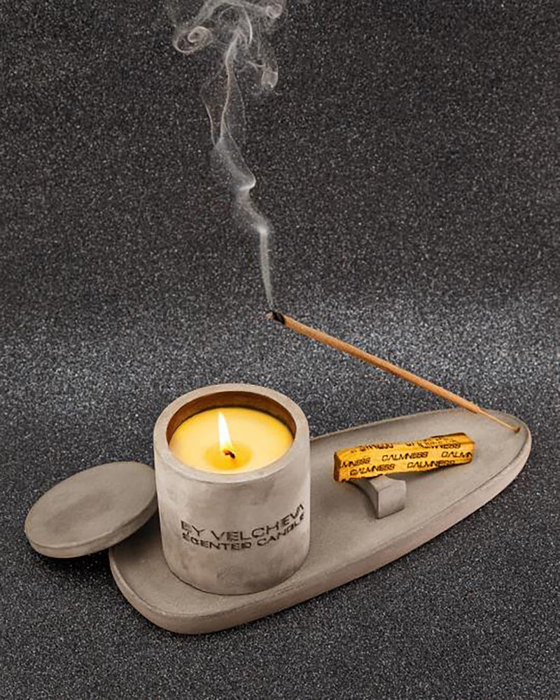 By Velcheva Meditationsset – Duftkerze, Palo Santo & Räucherstäbchen