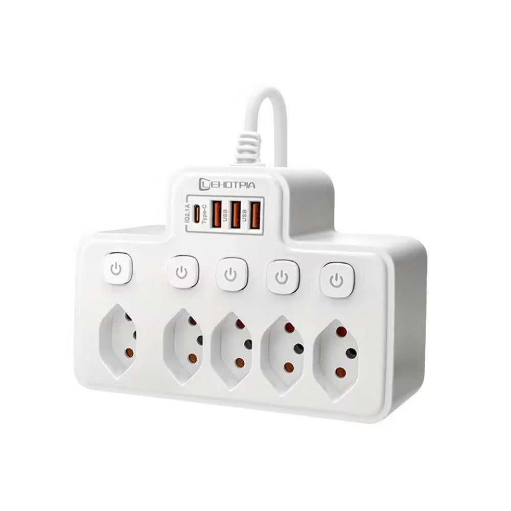 Mehrfachsteckdose mit Einzelschaltern & USB Ladeports