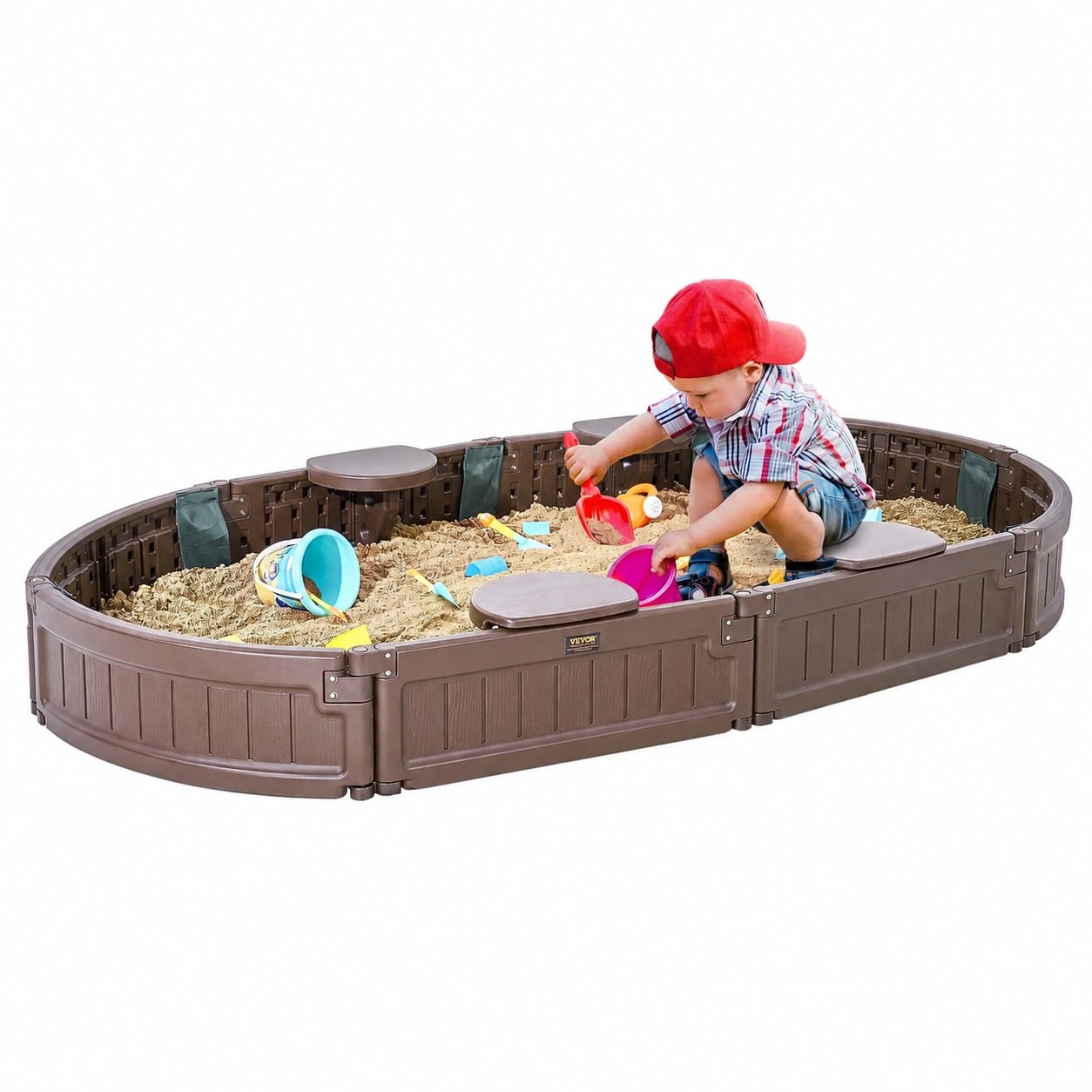 Sandkasten Outdoor 4 Sitzplätze mit Bodenmatte – für Kinder