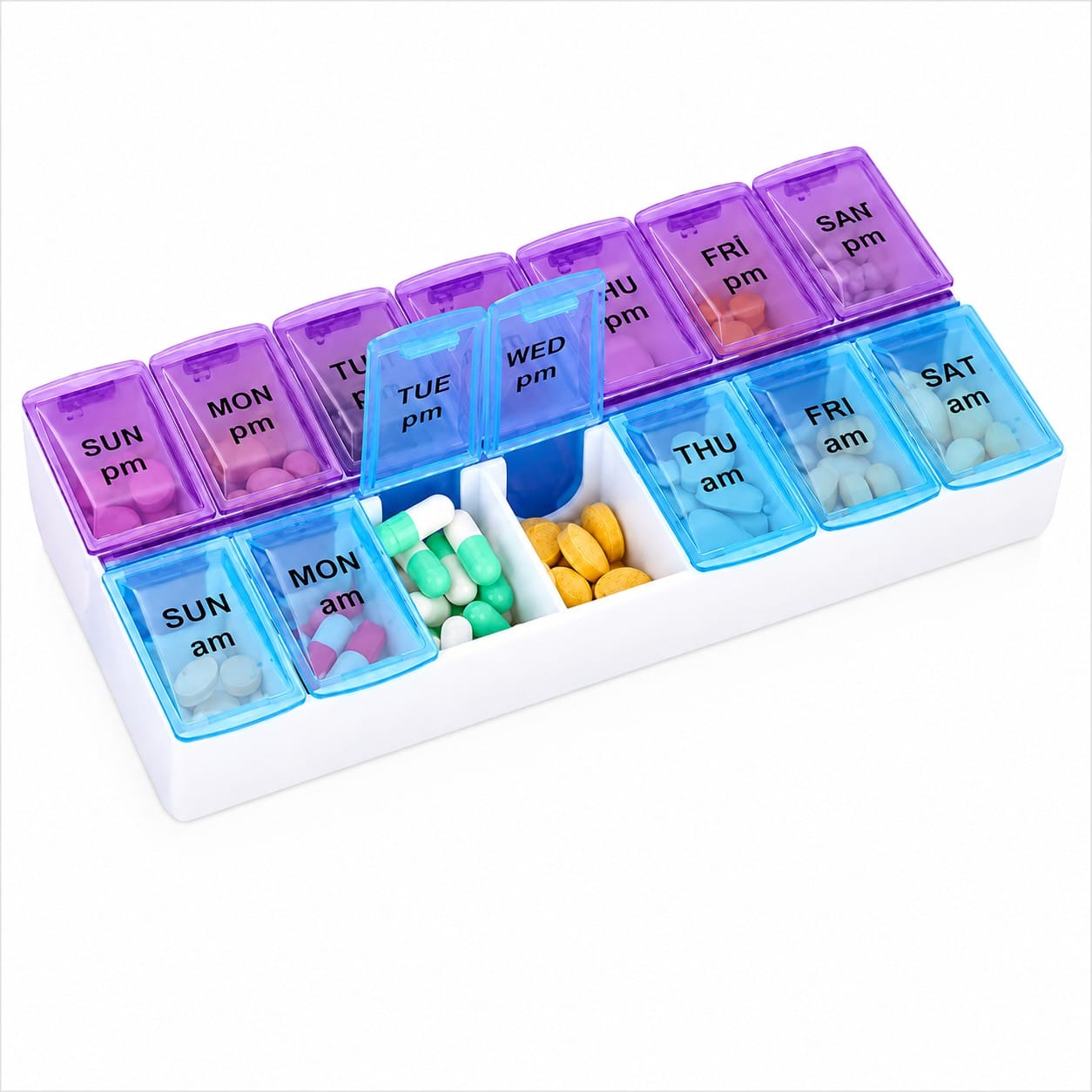 7 Tage Tablettenbox AM PM – Pillendose mit 14 Fächern für Medikamente & Vitamine