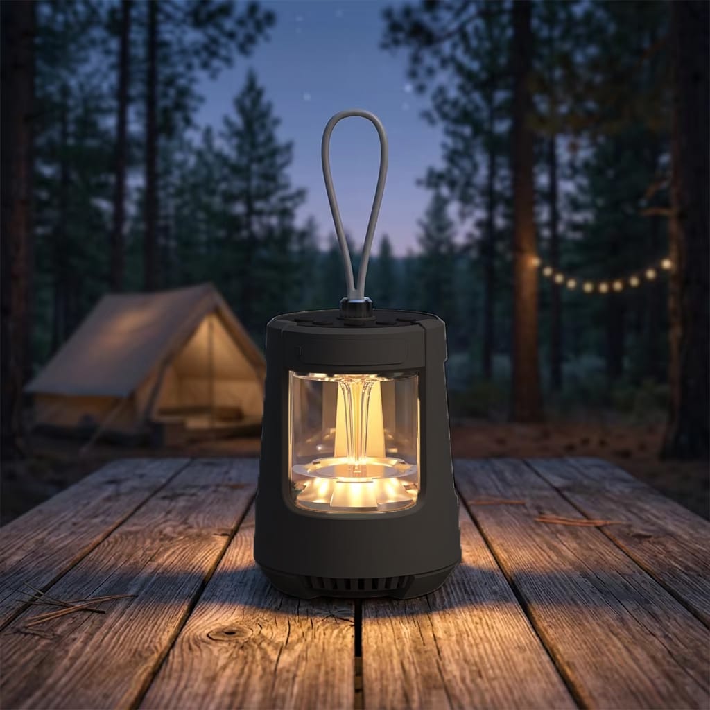 Campinglampe mit Bluetooth Speaker 2-in-1 Weiss – LED Outdoor Licht & Lautsprecher