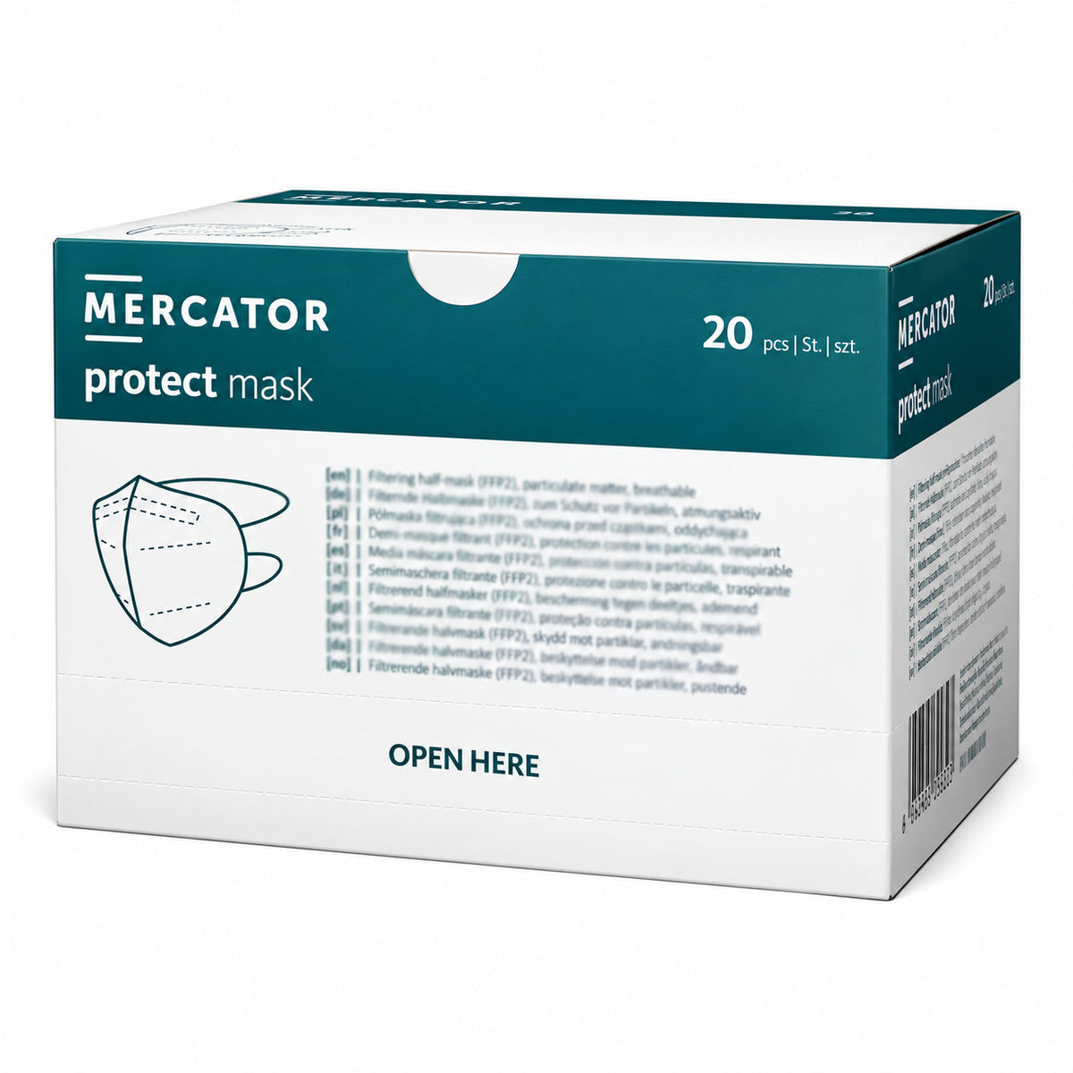 Mercator FFP3 Atemschutzmaske – faltbar, 20 Stk./Pack