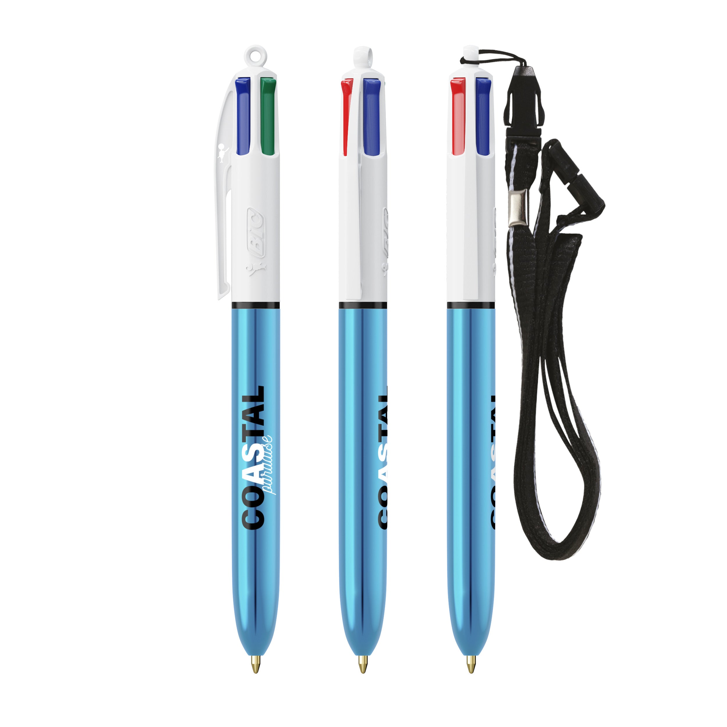 BIC® 4 Colours Shine Kugelschreiber + Lanyard