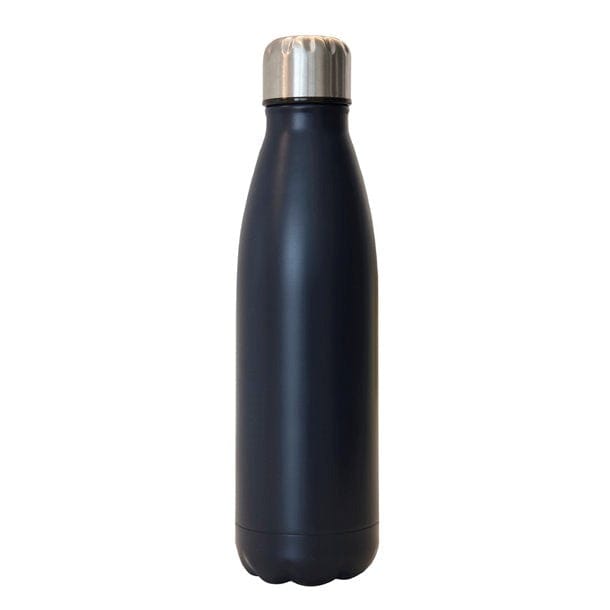 Mattschwarze Thermoflasche mit silbernem Deckel