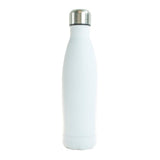 Mattweisse Thermoflasche mit silbernem Deckel