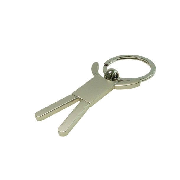 Happy Schlüsselanhänger aus Metall – Menschenfigur, 6 x 4 cm