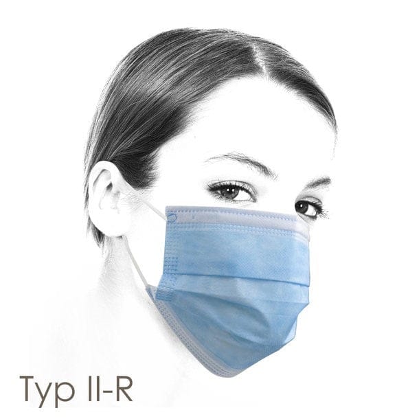 Medizinische OP-Maske Typ II-R blau – 50 Stück, TÜV & CE