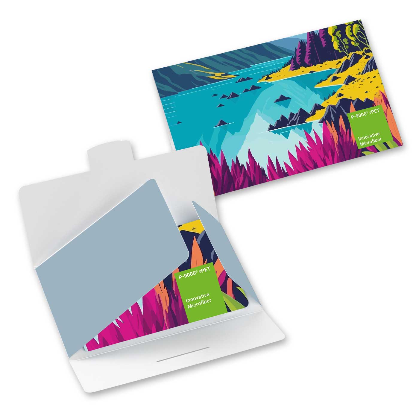 POLYCLEAN rPET Displaytuch 18x15 cm im Papieretui, All-Inclusive-Paket 